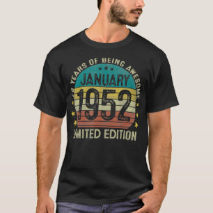 T-shirt Janvier 1952 Vintage 70e anniversaire 70 ans Gif v