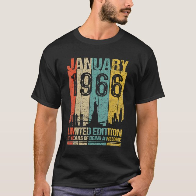 T-shirt Janvier 1966 57 Ans D'Être Awesom (Devant)