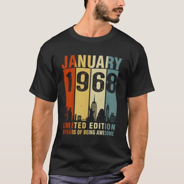T-shirt Janvier 1968 55 Ans D'Être Impressionnant (Devant)