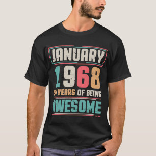 T-shirt Janvier 1968 Joyeux Anniversaire 54 Ans D'Être Des