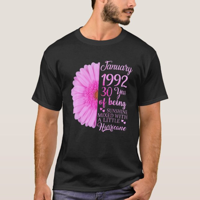 T-shirt Janvier Fille 1992 T 30 Ans 30E Anniversaire Gif (Devant)