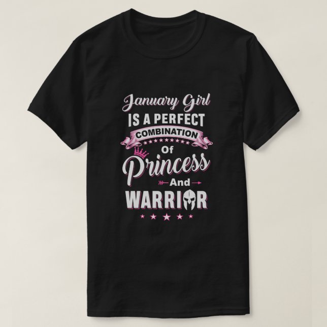 T-shirt Janvier Fille est parfait Princesse Guerrier Anniv (Design devant)
