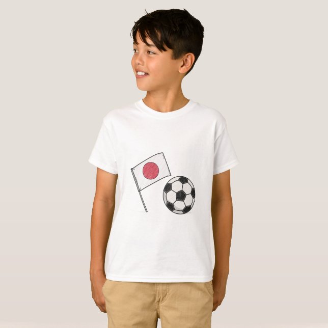 T-shirt Japan flag and crayon-style soccer ball (Devant entier)