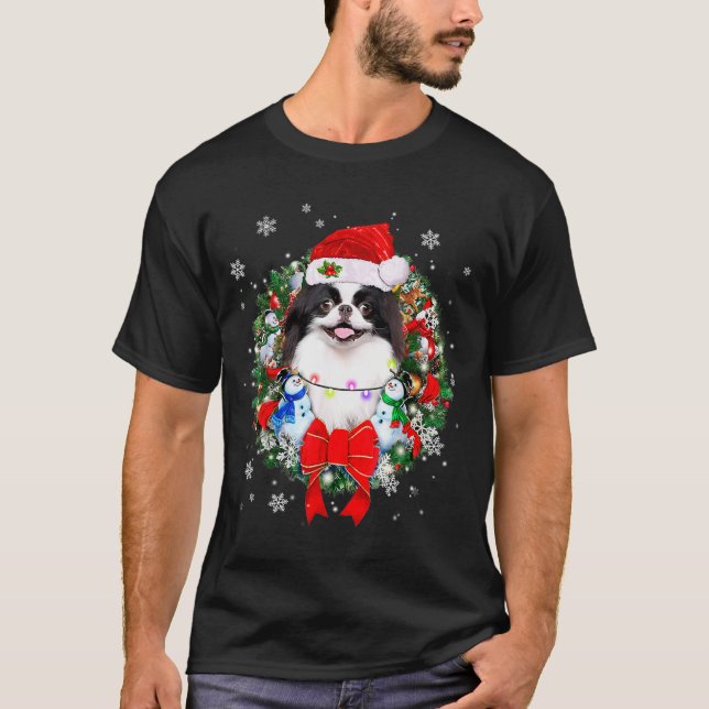 T-shirt Japanese Chin Christmas Wreath Decoration Xmas Paj (Devant)