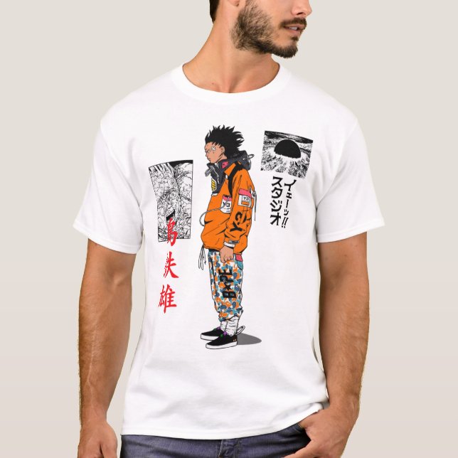 T-shirt Japanese Cool Urban Samurai Vaporwave Style  (Devant)