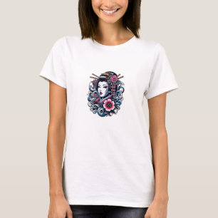 T-shirt Japanese Geisha Tattoo Shirt for Women – Elegant A