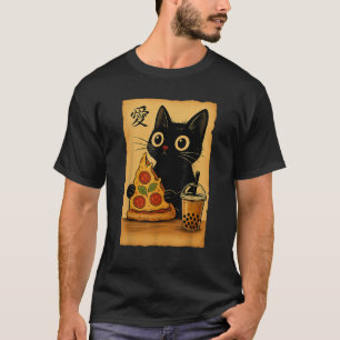 T-shirt Japanese Kawaii Anime Chat Pizza Booba Thé Chat Ma