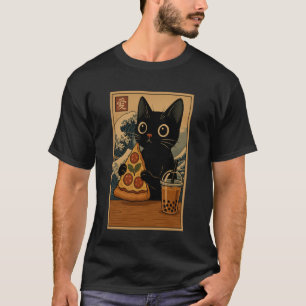 T-shirt Japanese Kawaii Anime Chat Pizza Booba Thé Chat Ma