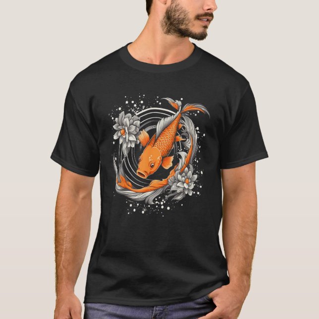 T-shirt Japanese Koi Fish Nishikigoi Fish Blackboard Art (Devant)