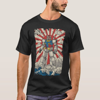 T-shirt Japanese Mecha Anime Robot Kanagawa Great Wave Man