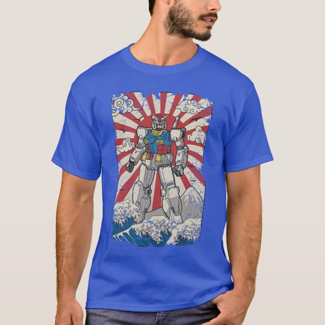 T-shirt Japanese mecha anime Robot Kanagawa great wave man (Devant)