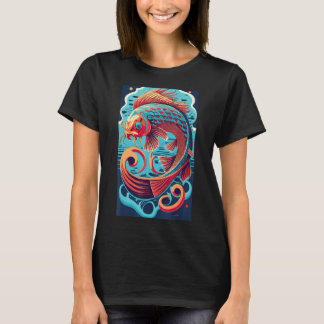 T-shirt Japanese Samurai Art Aesthetic Koi Fish Graphic De