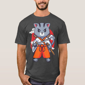 T-shirt Japanese Samurai Ninja Cat Kawaii Anime