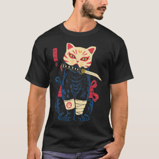 T-shirt Japanese Samurai Ninja Cat Kitsune funny quotes 