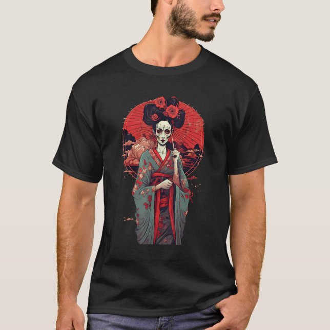 T-shirt Japanese Skeleton Geisha  Skull Geisha  Graphic 1 (Devant)
