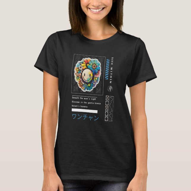 T-shirt Japanese Slang Kidcore Aesthetic Flower (Devant)