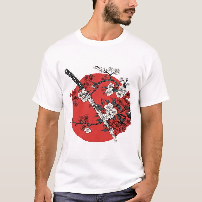 T-shirt Japanese Sword & Cherry Blossom (Devant)