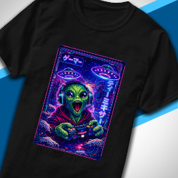 T-shirt Japanese Synthwave Sci Fi UFO Alien Cool Gamer