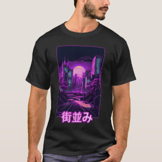 T-shirt Japaneseokyo City Vaporwave Aesthetic Retro Synt f
