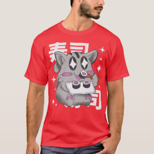 T-shirt Japon Chat Mange Sushi Avec Étoile Dans Les Yeux P