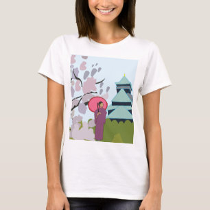 T-shirt Japon Cherry Blossom Geisha Kimono