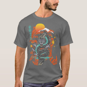T-shirt Japon Dragon Asiatique Demon Spirit Sakura Kanji A