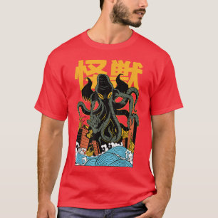 T-shirt Japon Japon Kaiju Monster Chutulu Octopus Manga