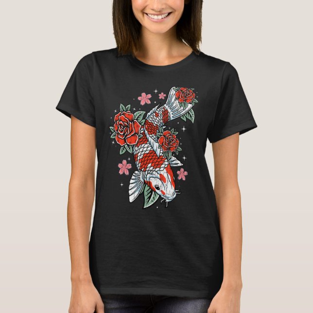 T-shirt Japon Koi Carp Poisson amusant Japonais Pêche Love (Devant)