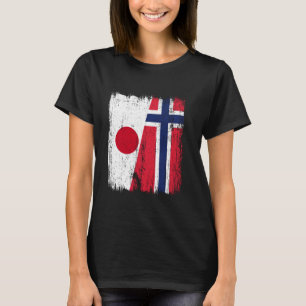T-shirt Japon Norvège Drapeau Demi Japonais Ancêtre Norvég
