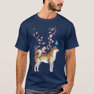 T-shirt Japon Sakura Cherry Blossom Inu Shiba Chien Japona
