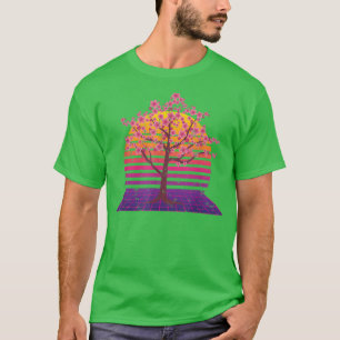 T-shirt Japon Sakura Retro 80s Art Vaporwave Sunset Cherry
