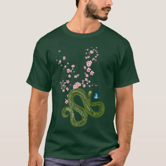 T-shirt Japon Sakura Serpent de fleurs de cerisier japonai