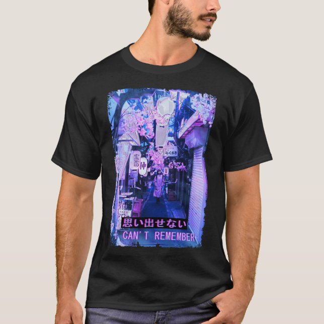 T-shirt Japon Street Mode Vaporwave Glitch Tokyo nuit (Devant)