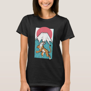 T-shirt Japon Tigre esthétique Japon Mt Fuji Fujiyama Su