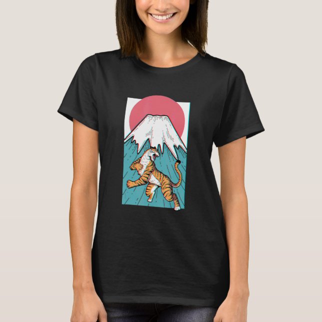 T-shirt Japon Tigre esthétique Japon Mt Fuji Fujiyama Su (Devant)