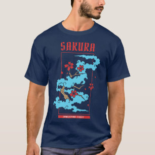 T-shirt Japonais Cadeau Rétro Sakura Theme Cerise Blossom
