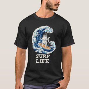 T-shirt Japonais Cat Surfing Life
