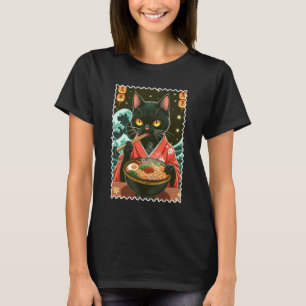 T-shirt Japonais Chat Ramen Vague de grandeur Art Vintage