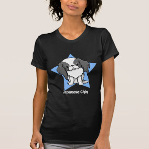 T-shirt Japonais Chin de noir d'étoile de Kawaii