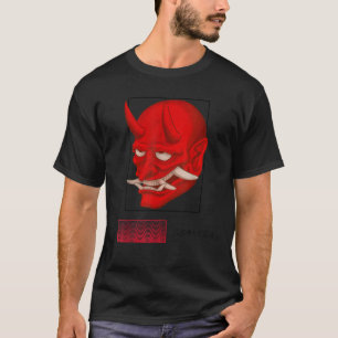T-shirt Japonais Demon Art Devil Visage Oni Crâne Harajuku