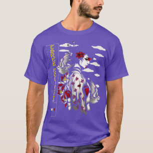 T-shirt Japonais Geisha Épervier Oiseaux Futurisme Outrun