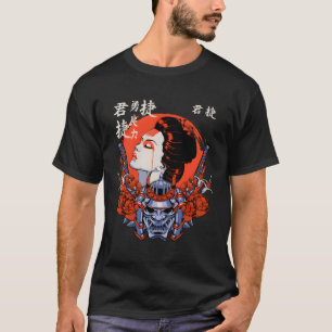 T-shirt Japonais Geisha Et Samurai Art Imprimer Stoic Figh