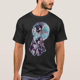 T-shirt Japonais Geisha Parasol Joli tatouage Samurai