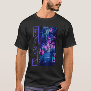 T-shirt Japonais Glitch Cyberpunk Tokyo Streetwear Aesthet
