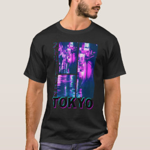 T-shirt Japonais Glitch Cyberpunk Tokyo Streetwear Aesthet