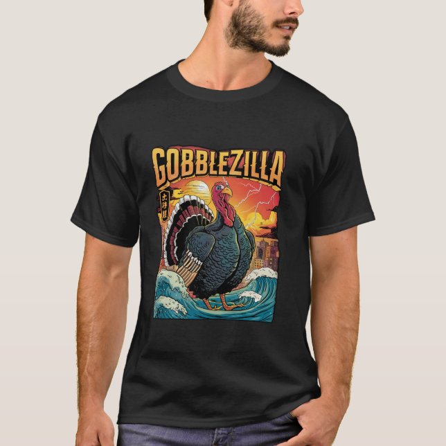 T-shirt Japonais Kaiju Monster Thanksgiving Turquie Day Go (Devant)