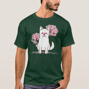 T-shirt Japonais Kawaii Sakura Cherry Blossom Kishu Chien