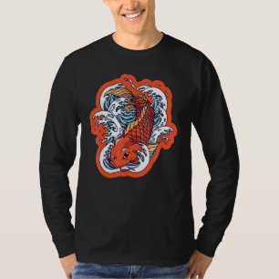 T-shirt Japonais Koi Carp Nishikigoi Poisson Fleurs de cer