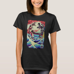 T-shirt Japonais Koi Poissons Grande vague au large de Kan