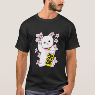 T-shirt Japonais Maneki Neko Lucky Chat Bonne Chance Feng 